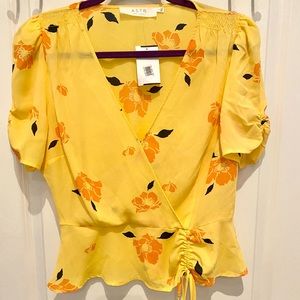 ASTR the Label | Yellow Floral Peplum Blouse